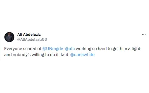 Ali Abdelaziz's tweet regarding Nurmagomedov [Image courtesy: @AliAbdelaziz00 - X]