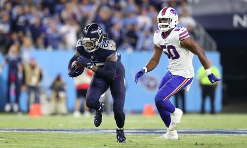 Derrick Henry during Buffalo Bills v Tennessee Titans