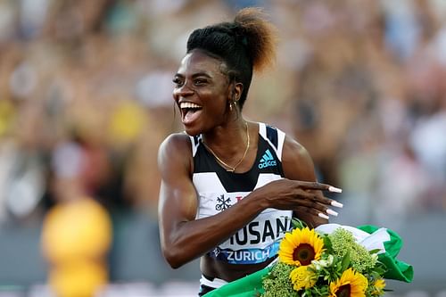 Tobi Amusan will be one of the top athletes competing at the first World Athletics indoor gold tour event (Photo by Alexander Hassenstein/Getty Images)