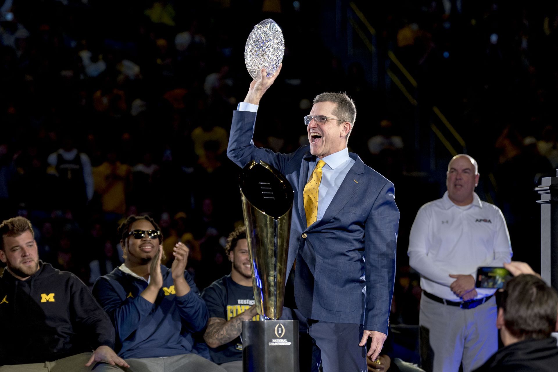 Jim Harbaugh during Michigan National Championship Celebration