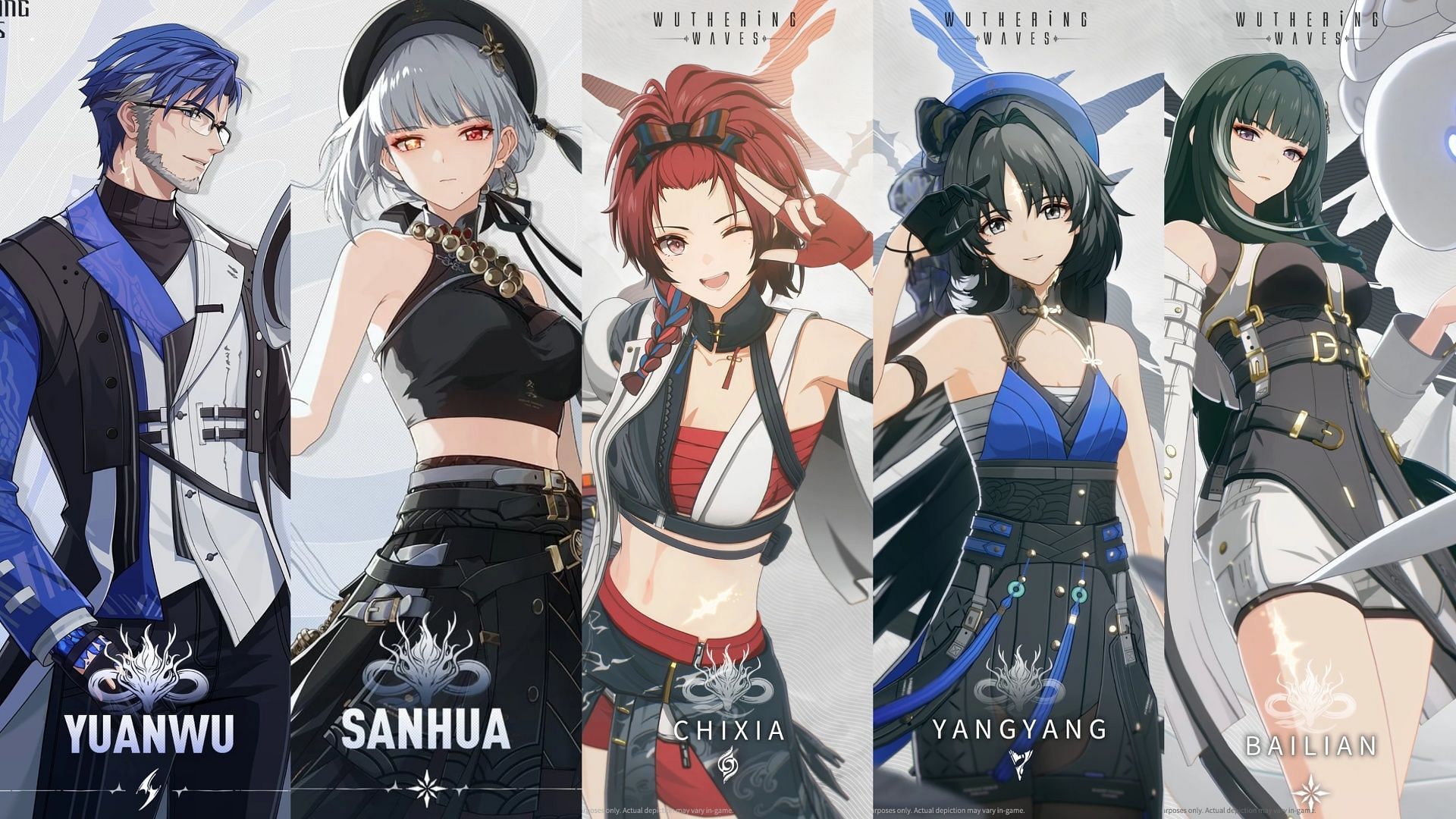 Yuanwu, Sanhua, Chixia, Yangyang, and Bailian (Image via Kuro Games)