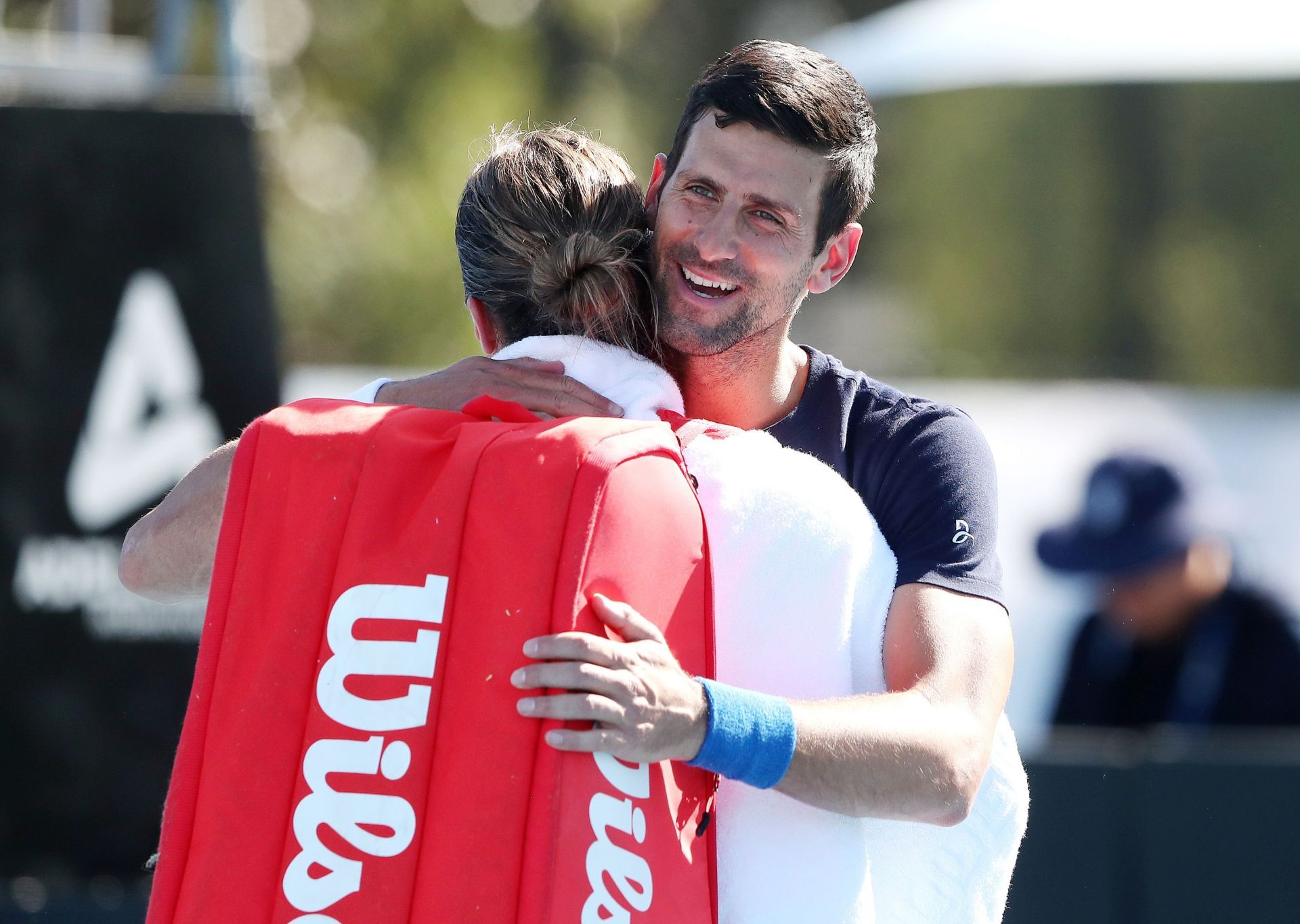 Novak Djokovic and Aryna Sabalenka pictured at the 2023 Adelaide International 1