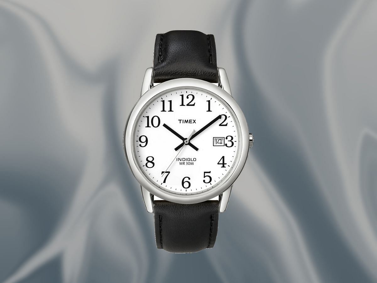 The Men&#039;s leather strap watch (Image via Timex)