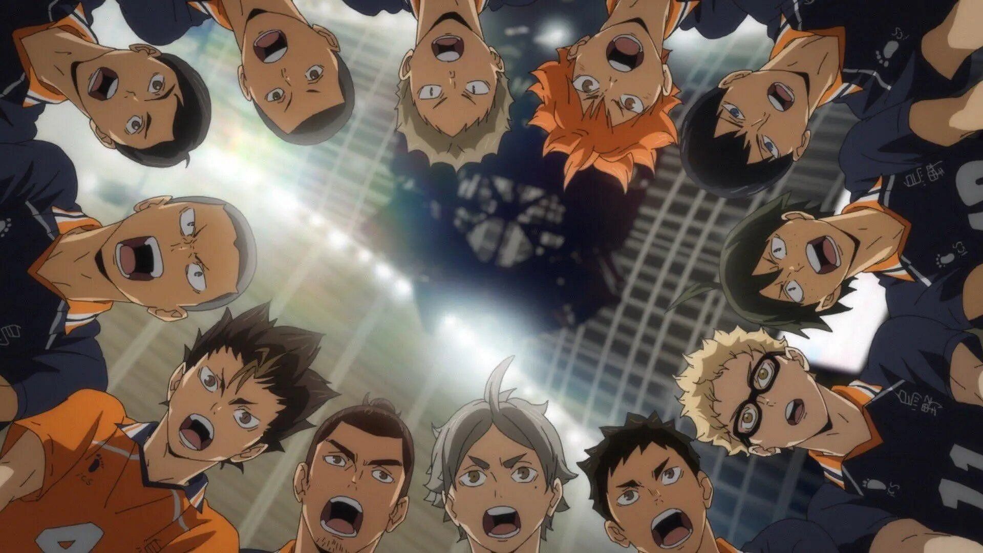 The main volleyball team in Haikyu!! (Image via Production I.G.).