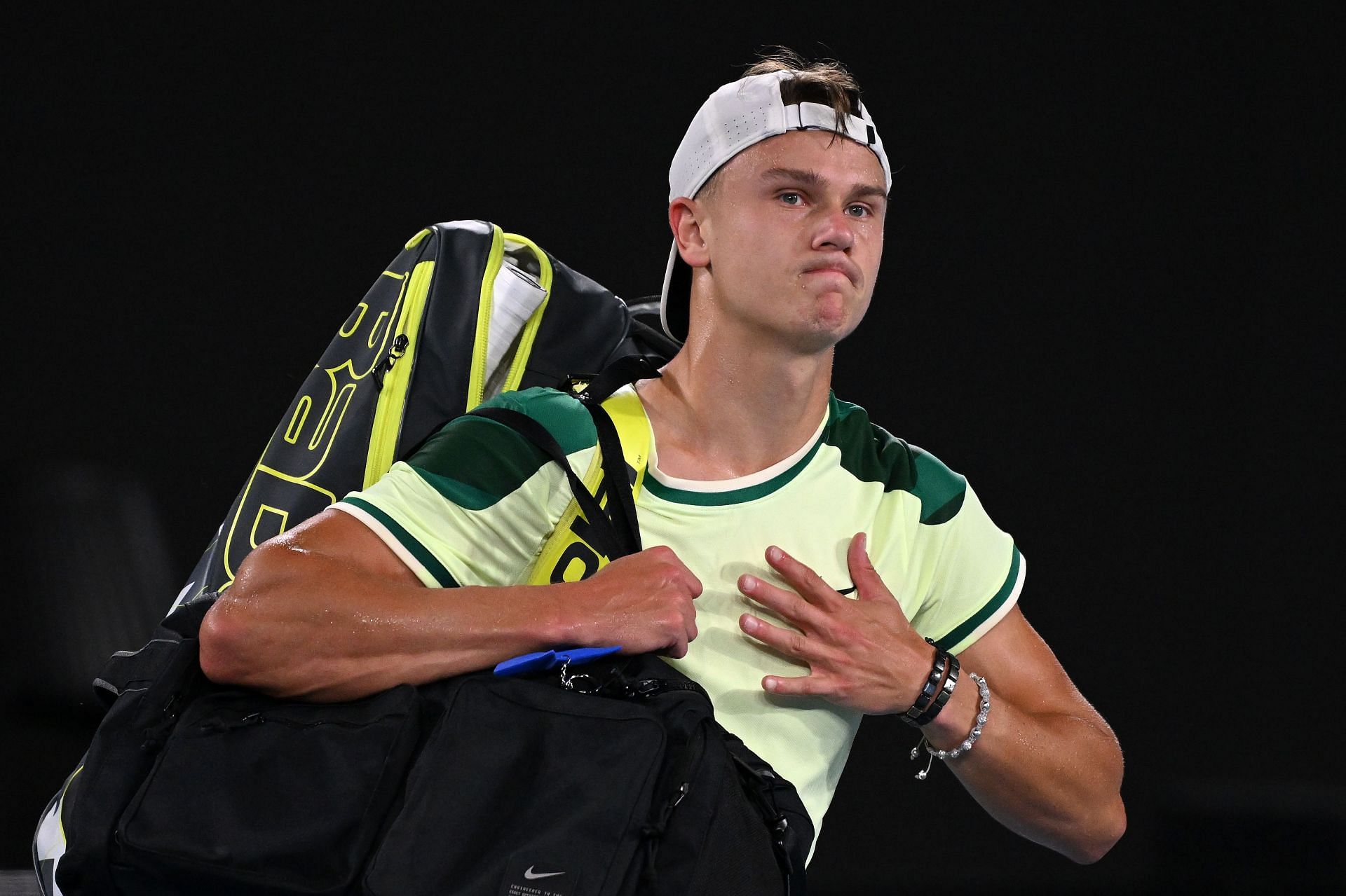 Holger Rune reacts after losing in the second round of the 2024 Australian Open.