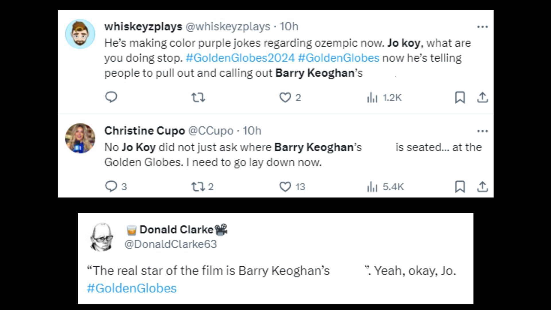 Netizens react to Koy&#039;s monologue on Barry Keoghan (Images via X)