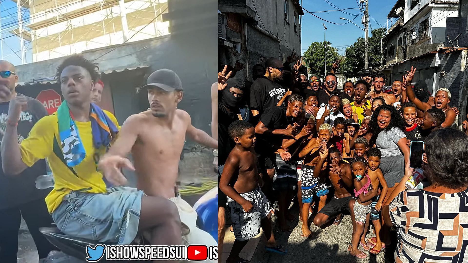 IShowSpeed was at a favela in Rio de Janeiro favela to stream (Image via IShowSpeed/YouTube, SpeedyUpdates/X)