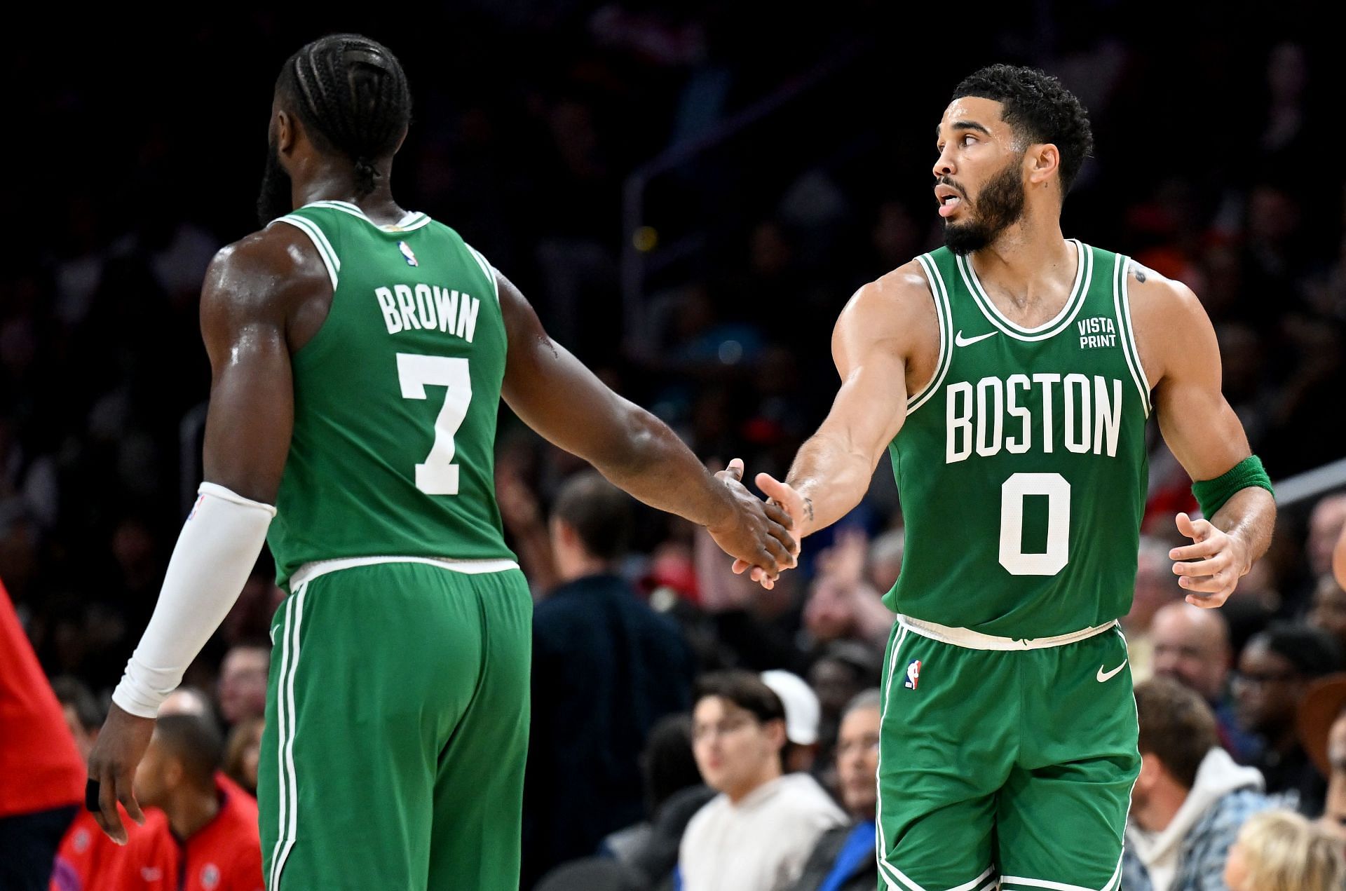 Jaylen Brown and Jayson Tatum of the Boston Celtics