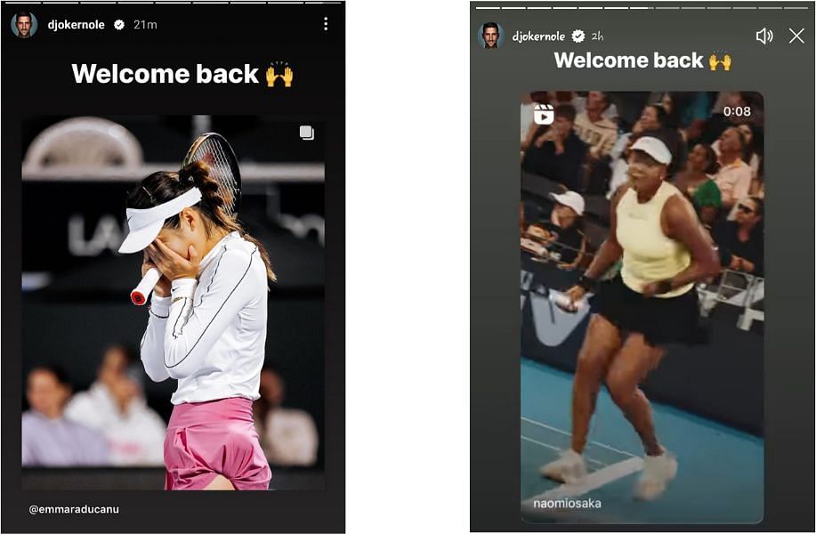 Novak Djokovic welcomes back Naomi osaka and Emma Raducanu back to tour