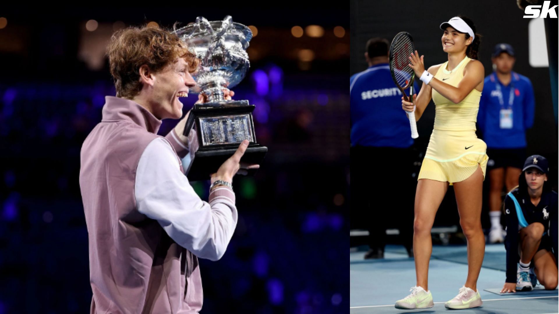 Jannik Sinner and Emma Raducanu at the 2024 Australian Open 