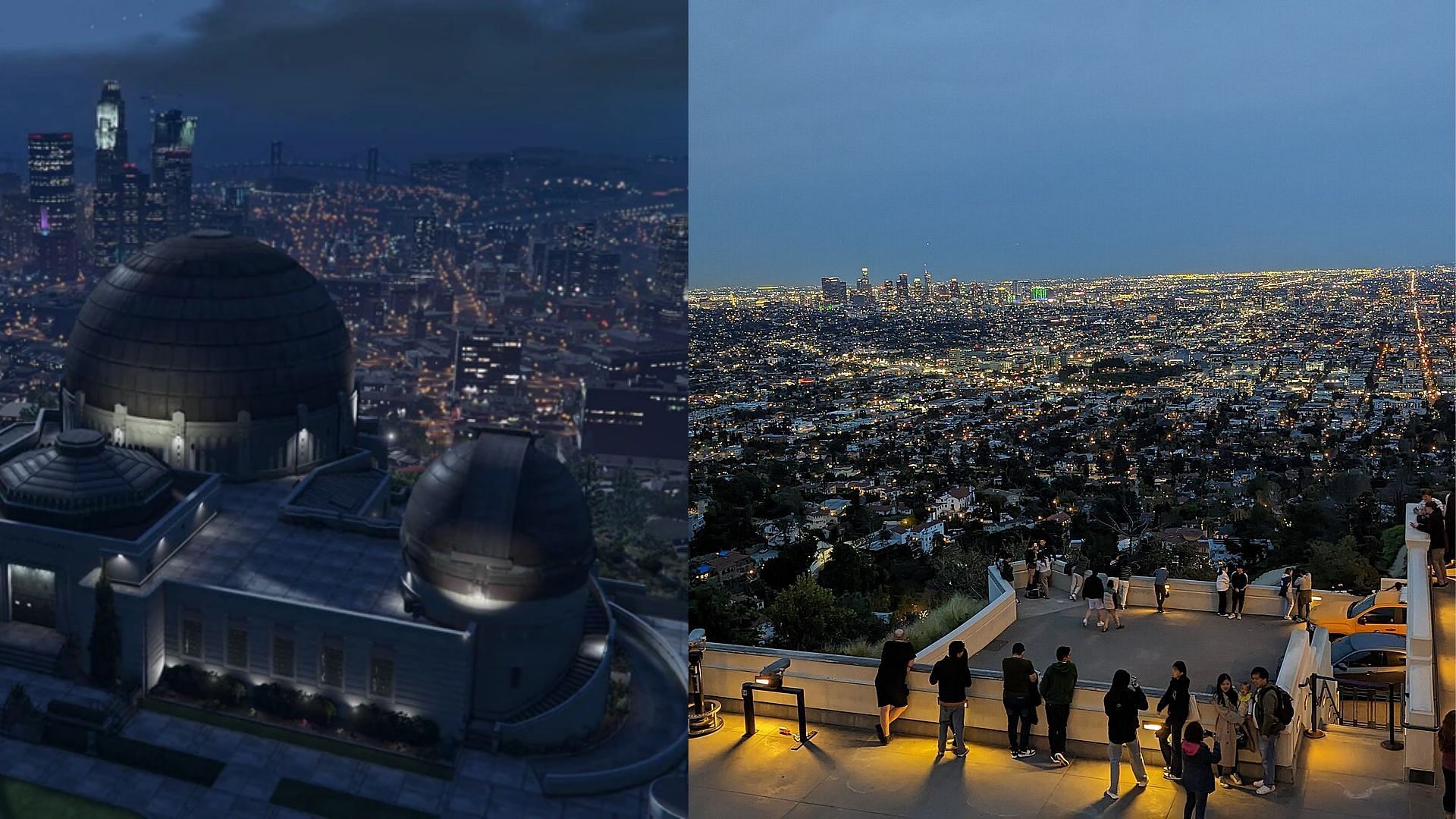 View from the Galileo Observatory and Griffith Observatory (Images via GTA Wiki, Wikipedia)