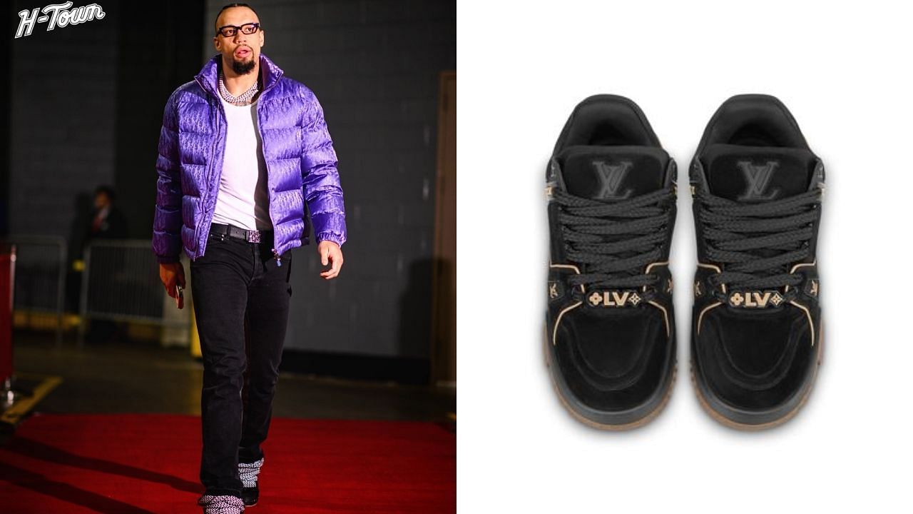 Dillon Brooks rockes his look with LV trainers(Image source: X @houstonrockets &amp; @buyma.com)