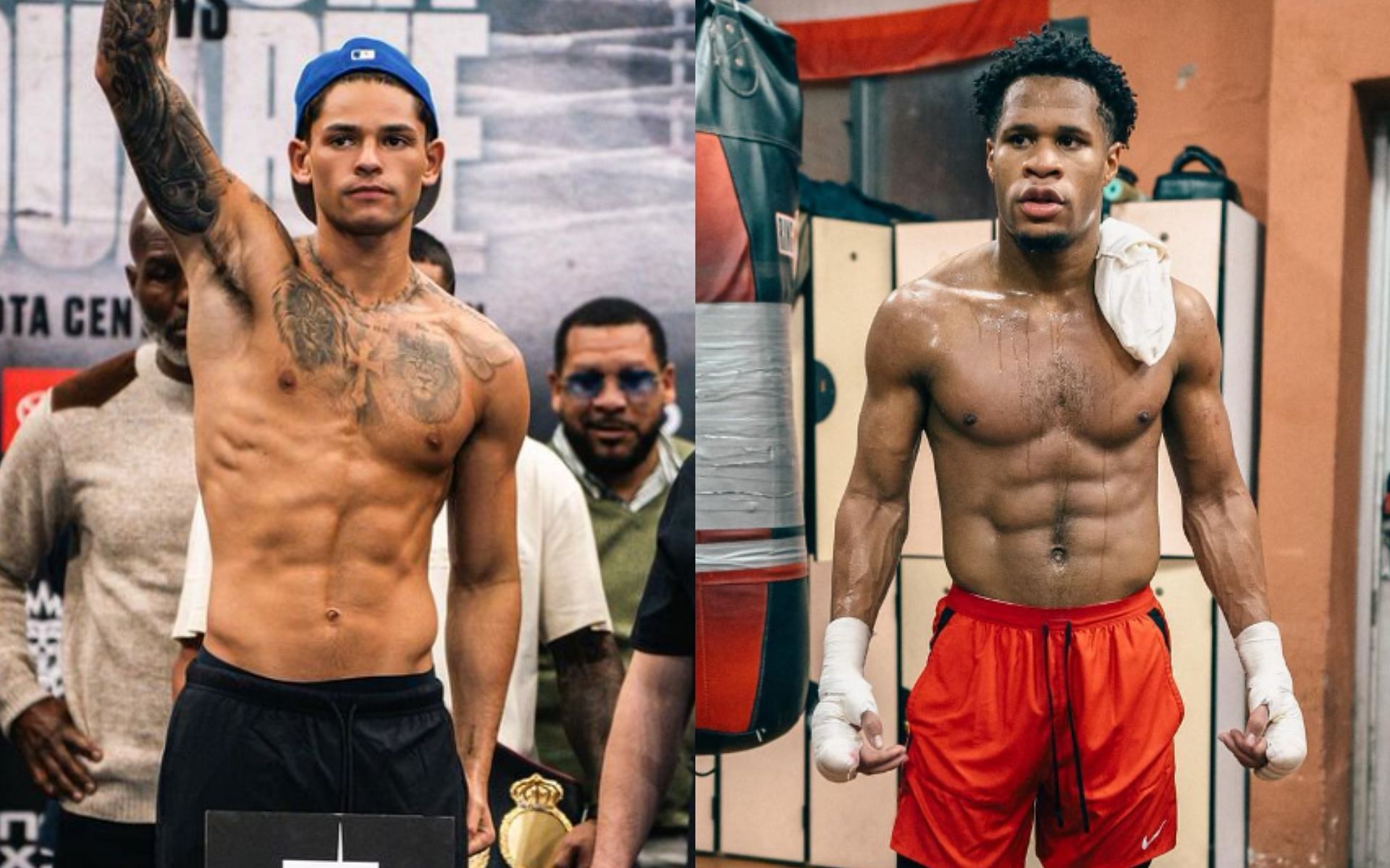 Ryan Garcia (left) looks lost as he re-opens talks to fight Devin Haney (right), says IBO lightweight world champ [Images Courtesy: @realdevinhaney and @kingryan on Instagram]