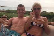 Joe Montana's youngest son Nick (L) with his mother Jennifer