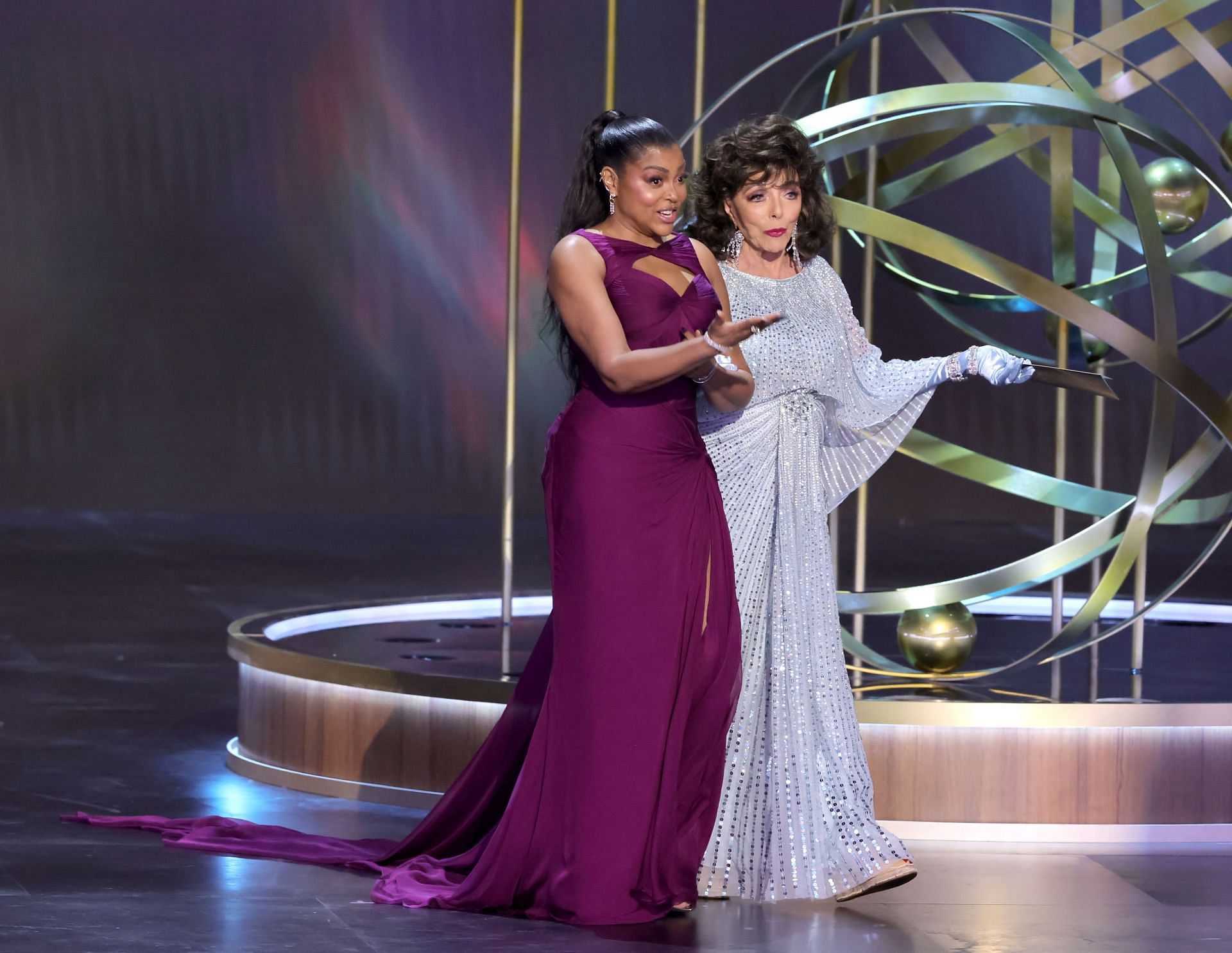 Joan Collins and Taraji P. Henson at the 75th Primetime Emmy Awards (Photo via Getty Images)