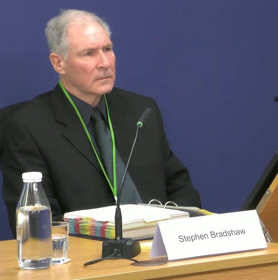 Stephen Bradshaw during the public inquiry on Thursday (Image via X/@MattScript)