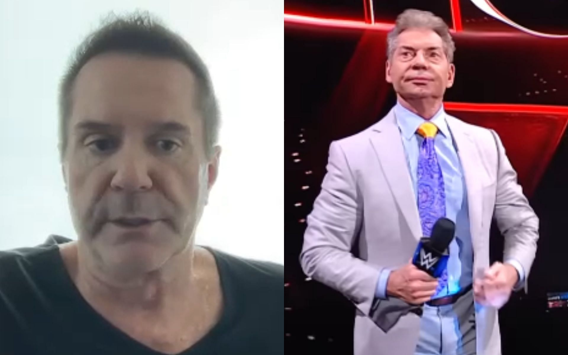 Mike Goldberg [Left] recounts voicemail he received from Vince McMahon [Right] [Image credit: Sportskeeda MMA Originals and WWE - YouTube]