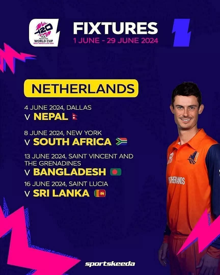 Netherlands T20 World Cup 2024 Schedule, Match Time & Venue