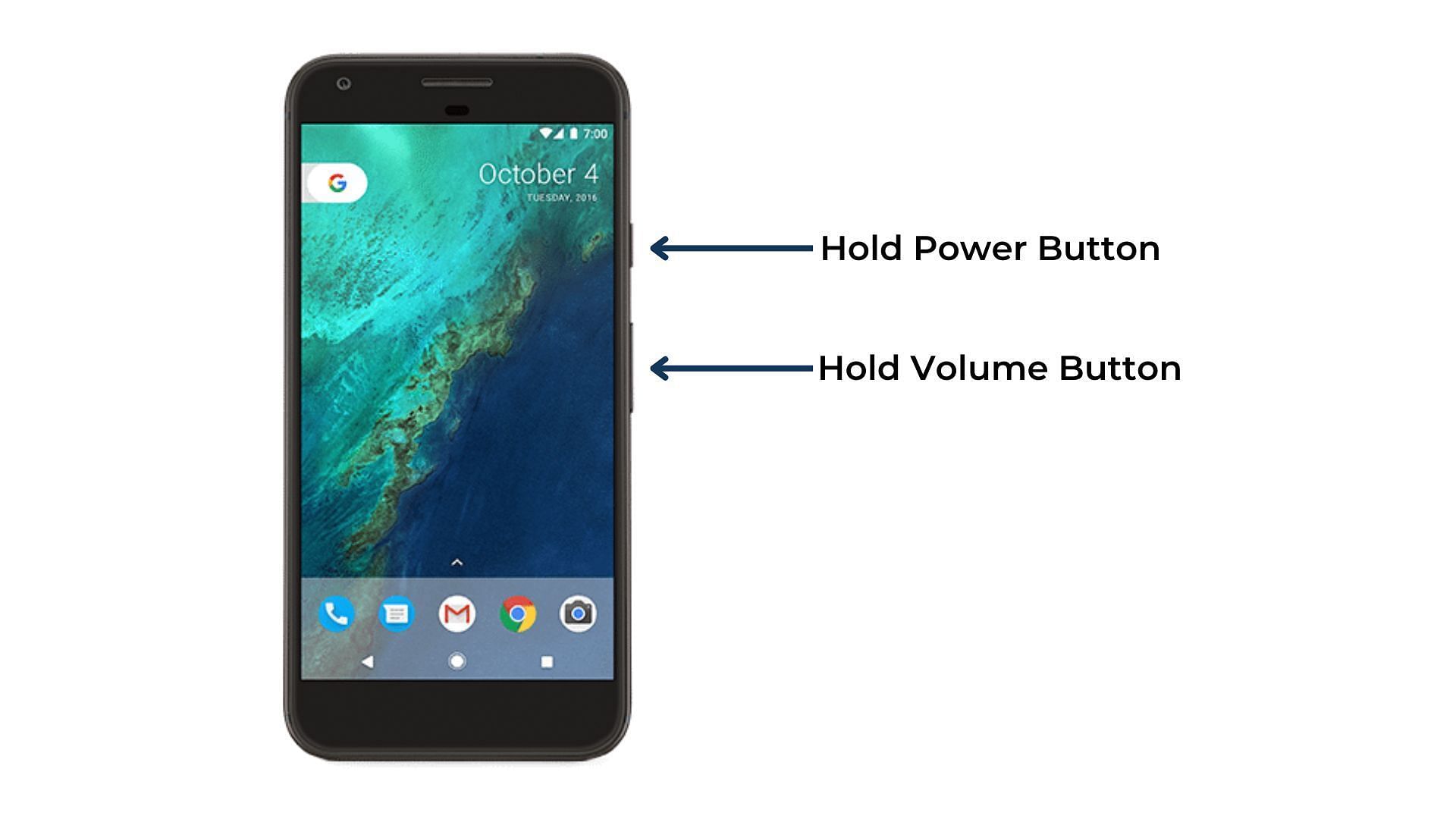 Take a screenshot using the power and volume buttons (Image via Google)