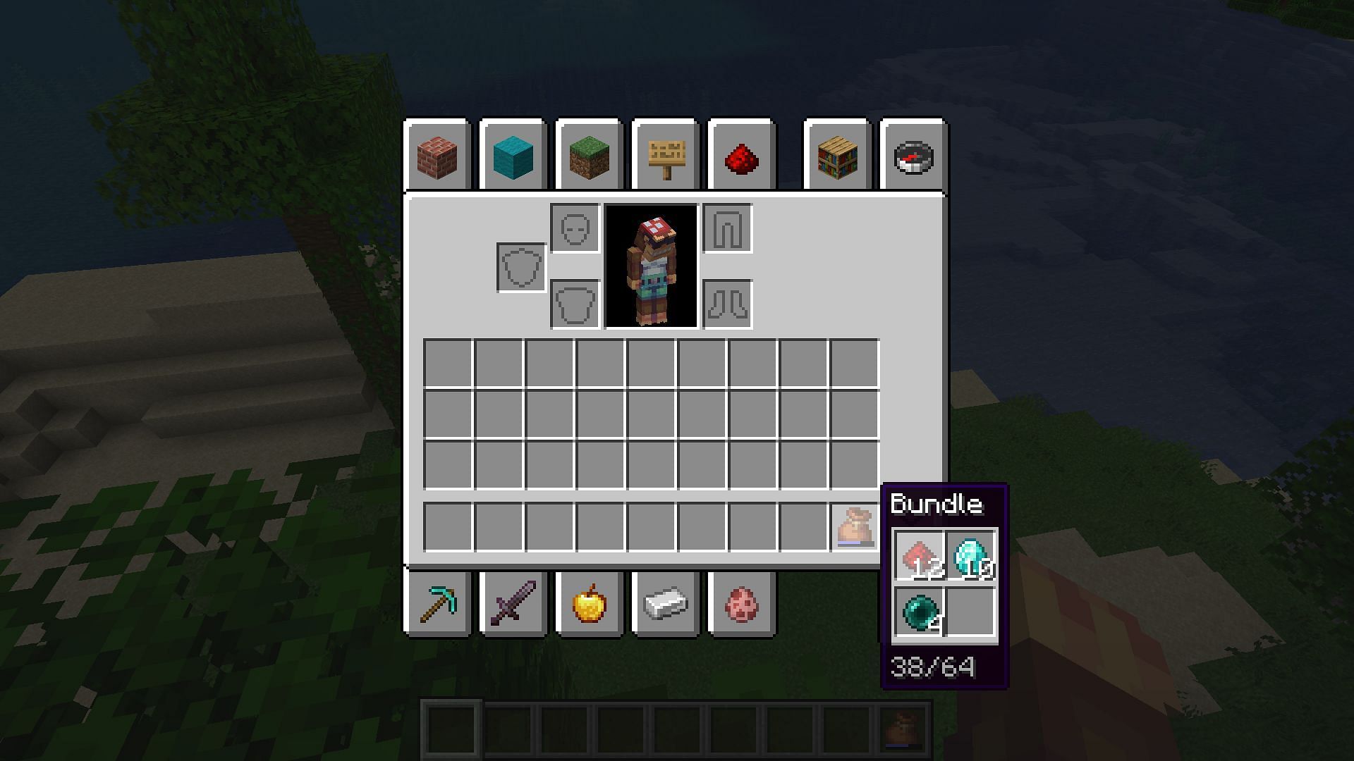 Multiple items are stored in a single inventory slot in Minecraft by using a bundle (Image via Mojang)