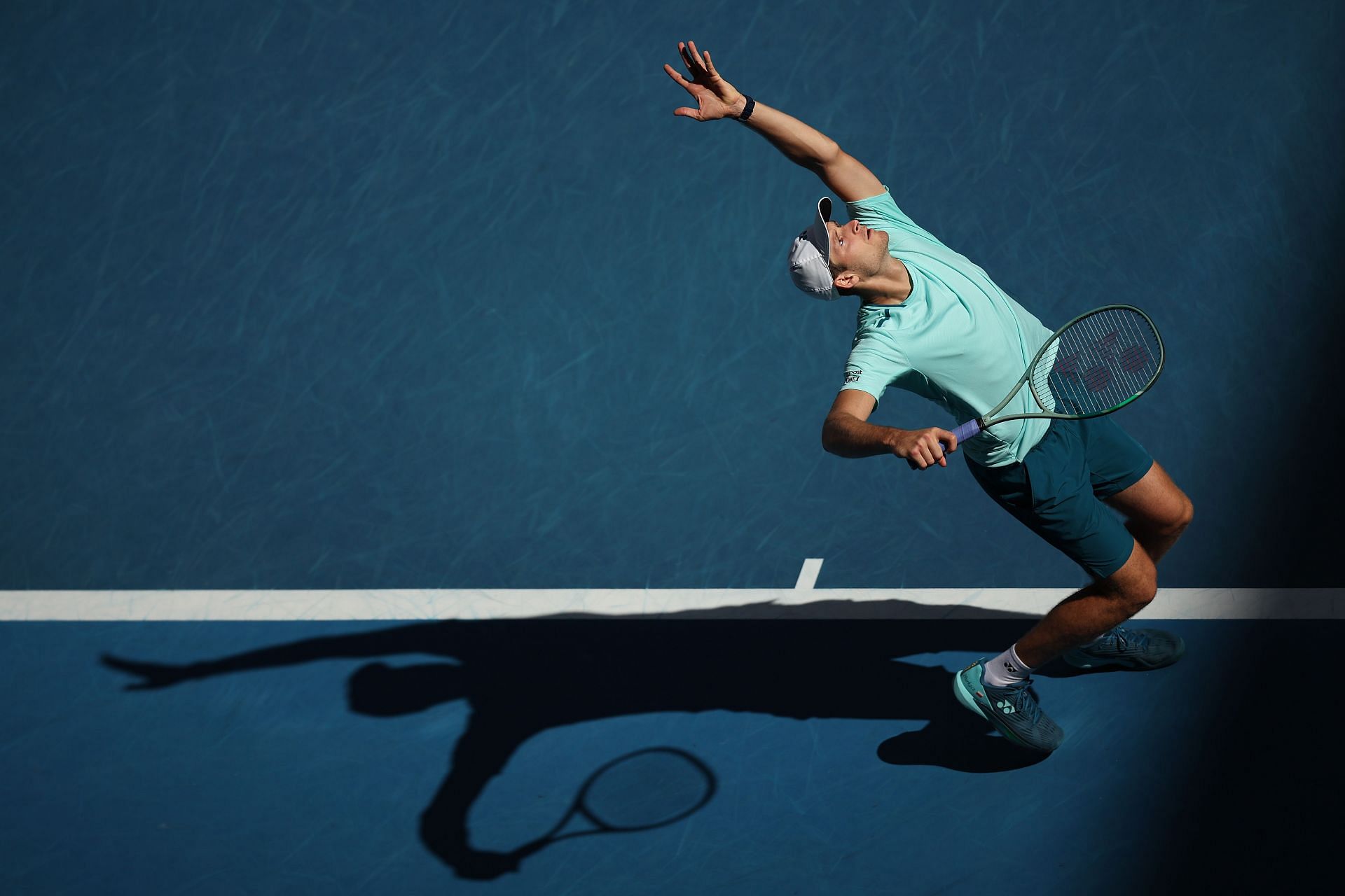 Hubert Hurkacz during his round four singles match against Arthur Cazaux at the 2024 Australian Open - Getty Images