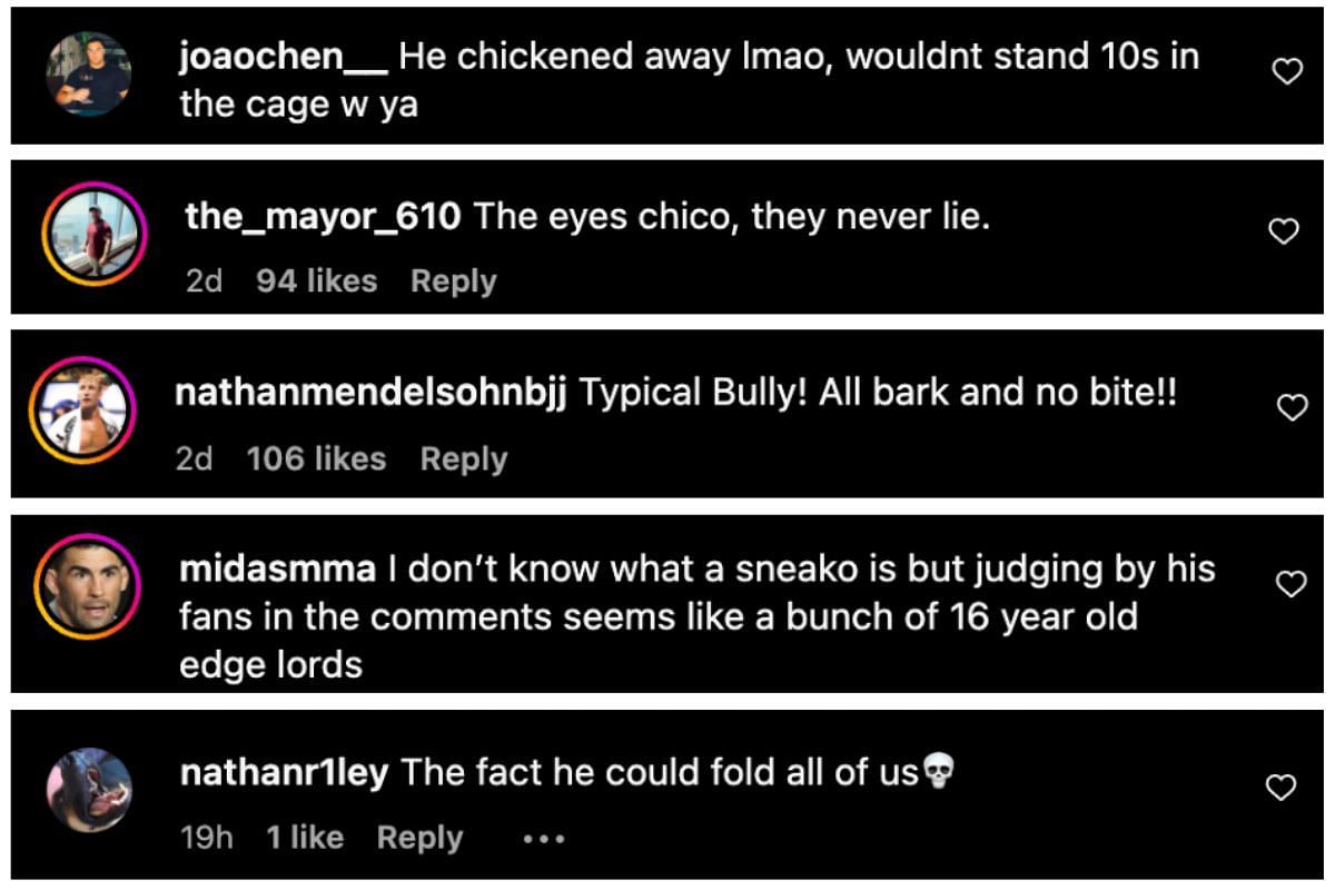 Screenshot of fans&#039; comments