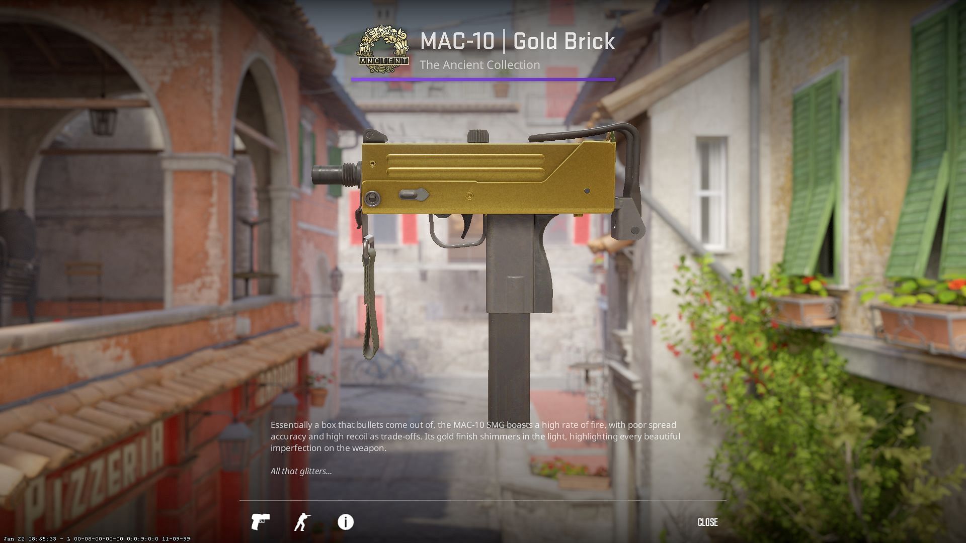 MAC 10 Gold Brick (Image via Valve)