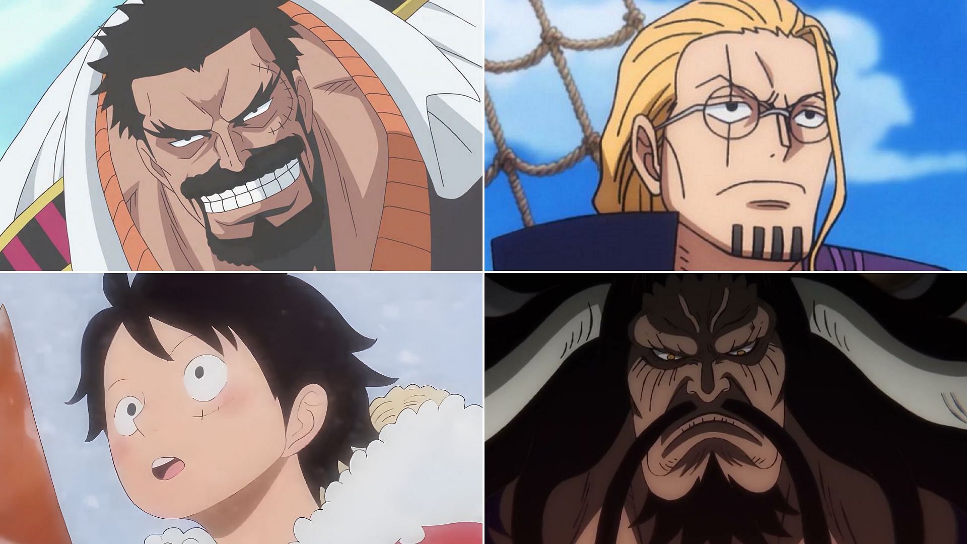 Garp, Rayleigh, Luffy, and Kaido (Image via Toei Animation, One Piece)