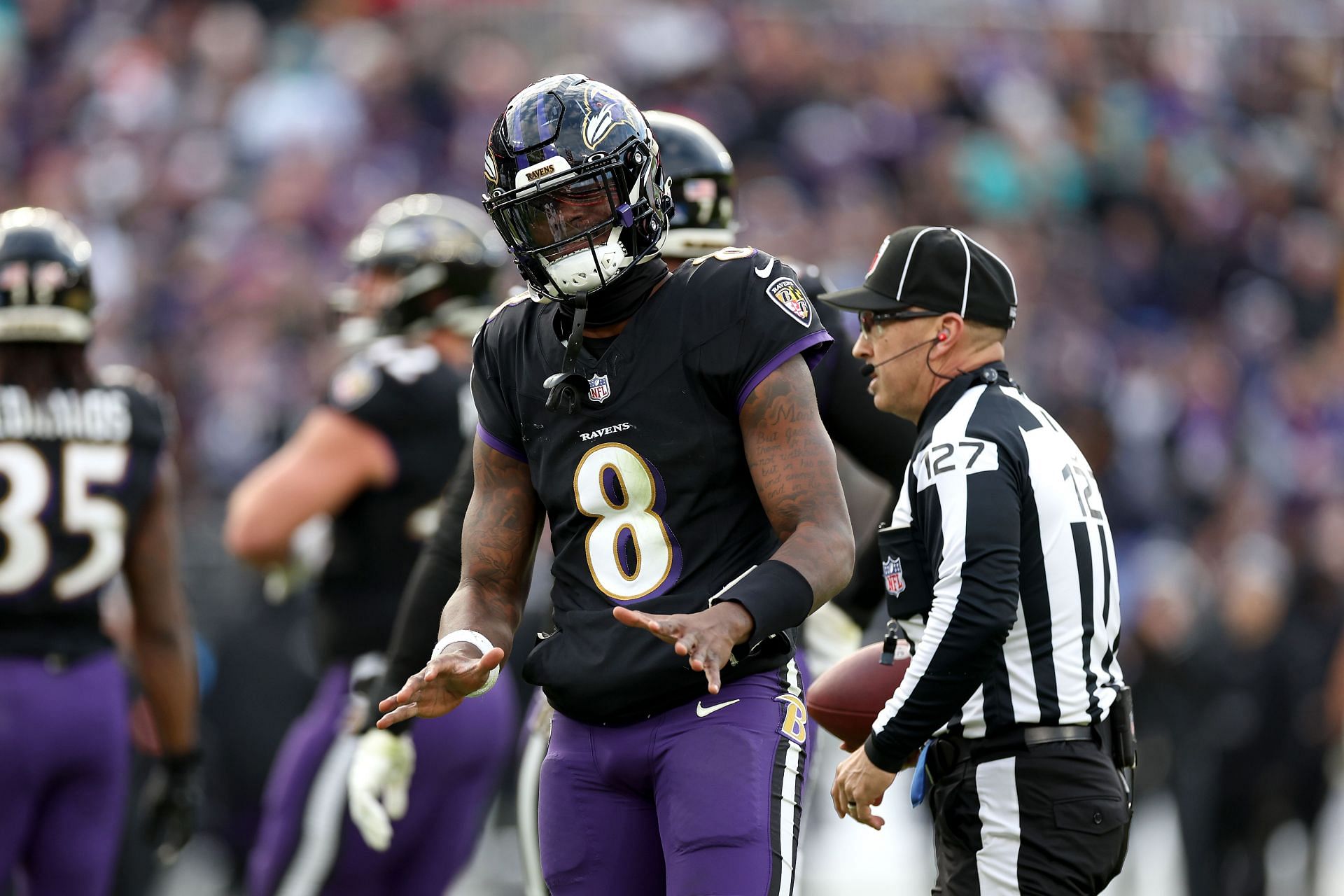 Lamar Jackson during Miami Dolphins v Baltimore Ravens