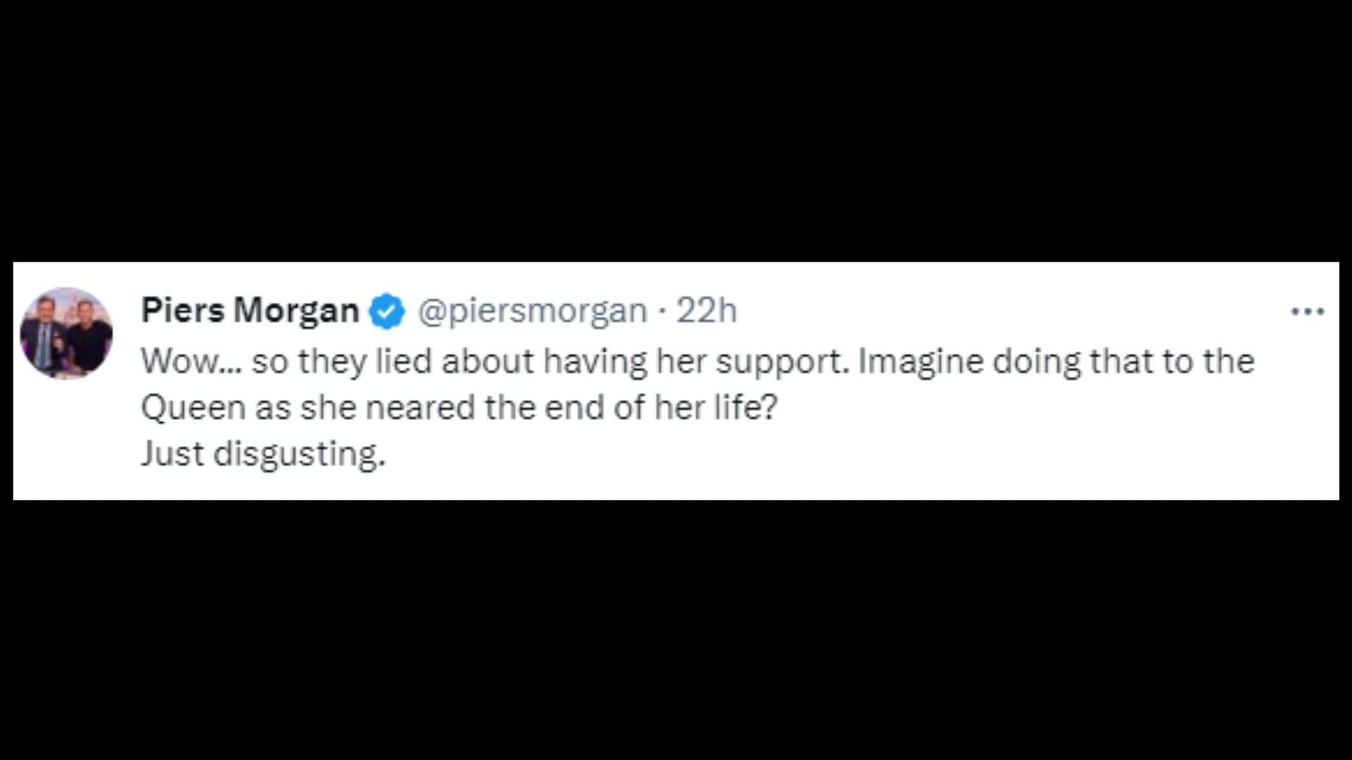 The tweet posted by Morgan (Image via piersmorgan/X)