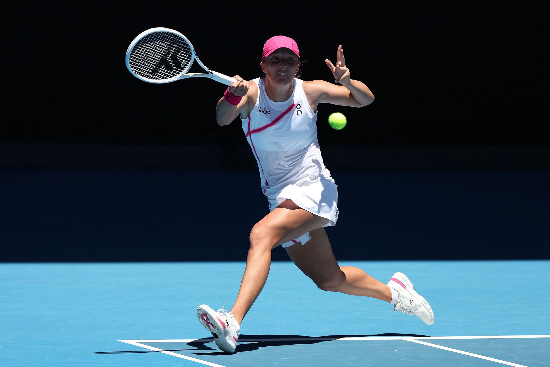 Iga Swiatek in action at the 2024 Australian Open.