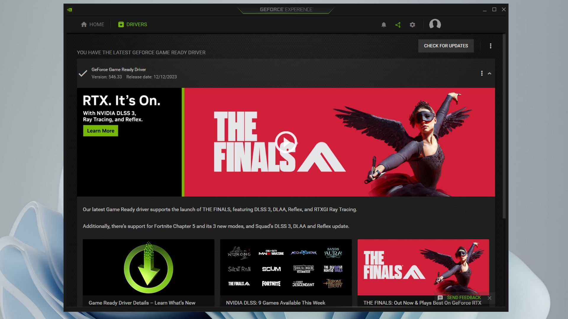 Nvidia GeForce Experience Drivers tab (Image via Nvidia)