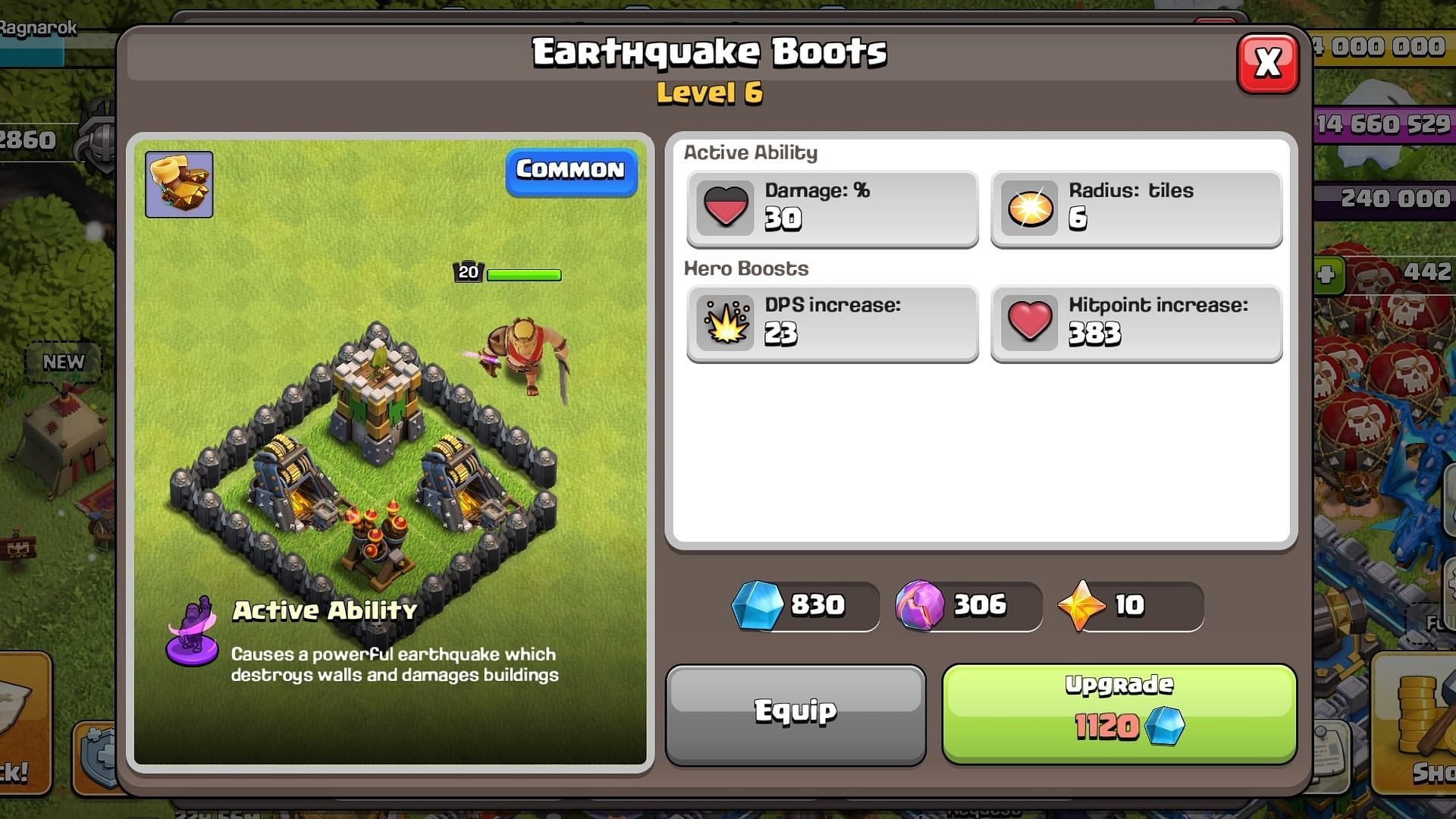 Clash of Clans Earthquake boots