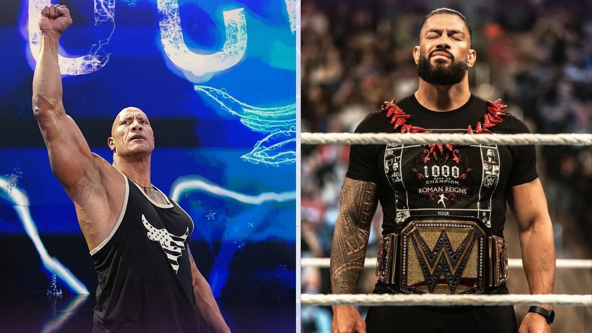 The Rock (left); Roman Reigns (right)