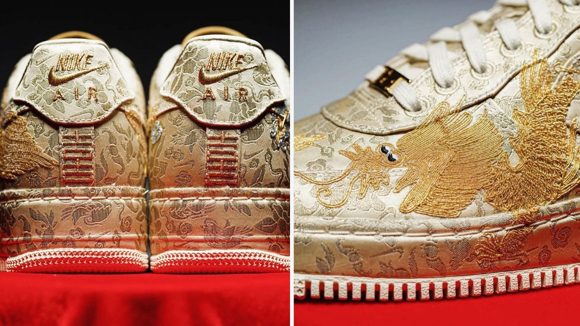 A closer look at the Nike Air Force 1 Low CNY Year of the Dragon sneakers (Image via Instagram/@shanghaisole)