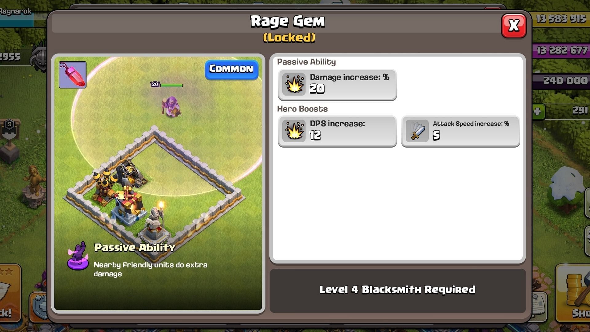 Rage Gem stats (Image via Supercell)