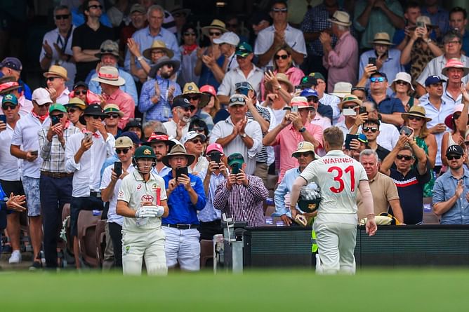 [Watch] Crowd gives standing ovation to David Warner as he walks off the field after being dismissed in AUS vs PAK 3rd Test