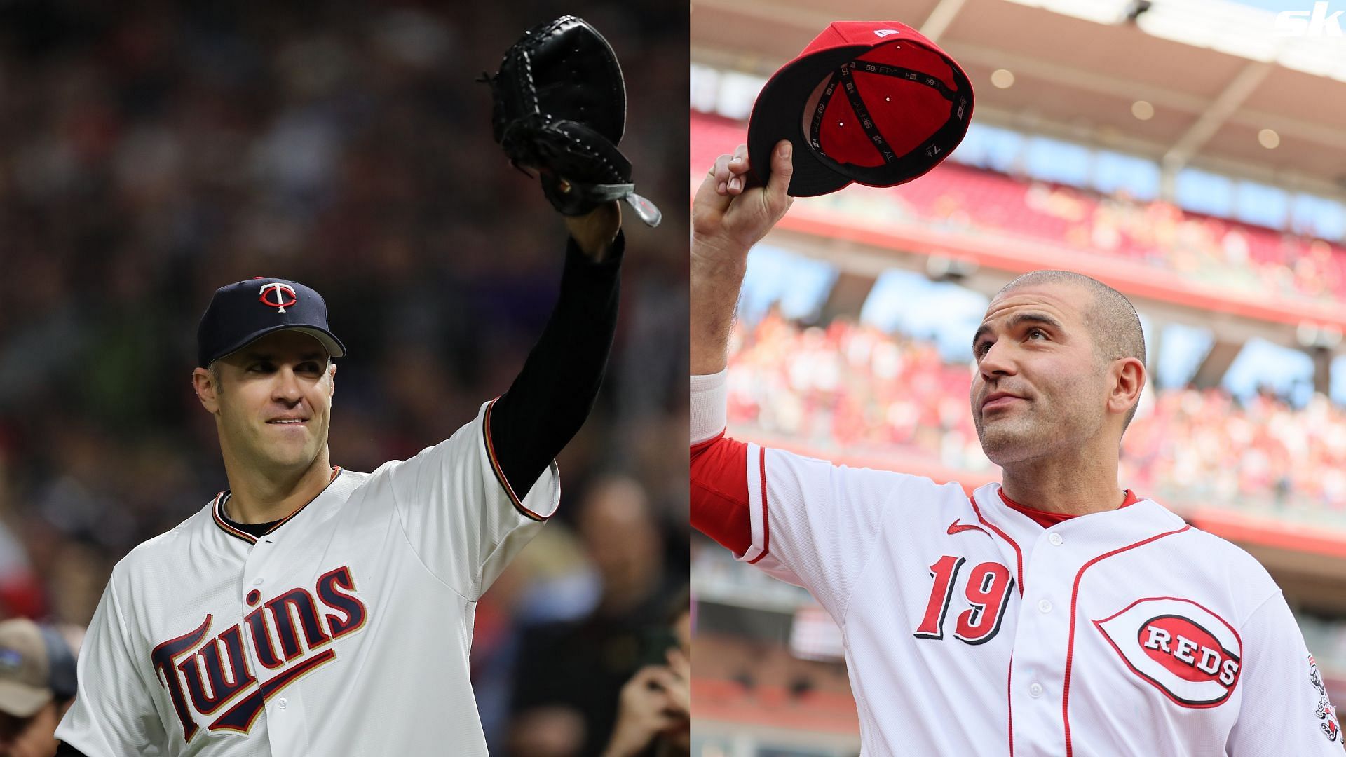 Former Minnesota Twins Joe Mauer waves to the fans prior to game three of the ALDS between the New York Yankees and the Minnesota Twins at Target Field