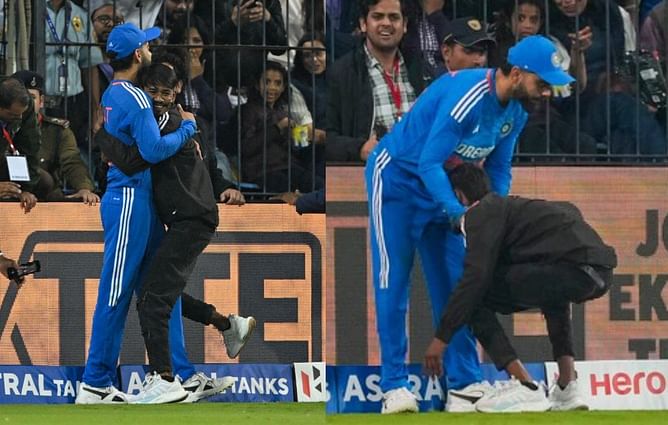 Fan breaches security to hug Virat Kohli, touch his feet during 2nd IND vs AFG T20I