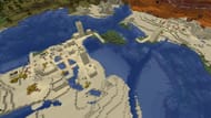 This Minecraft seed’s desert spawn carries multiple lootable villages (Image via Mojang Studios)