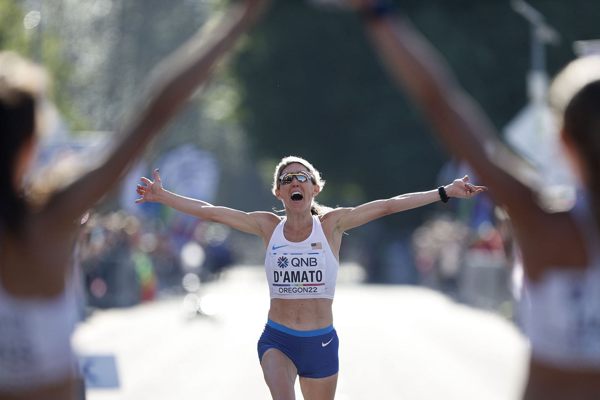 Keira D&#039;Amato in action during the women&#039;s Marathon on day four of the World Athletics Championships 2022 in Eugene, Oregon. (Photo by Steph Chambers/Getty Images)