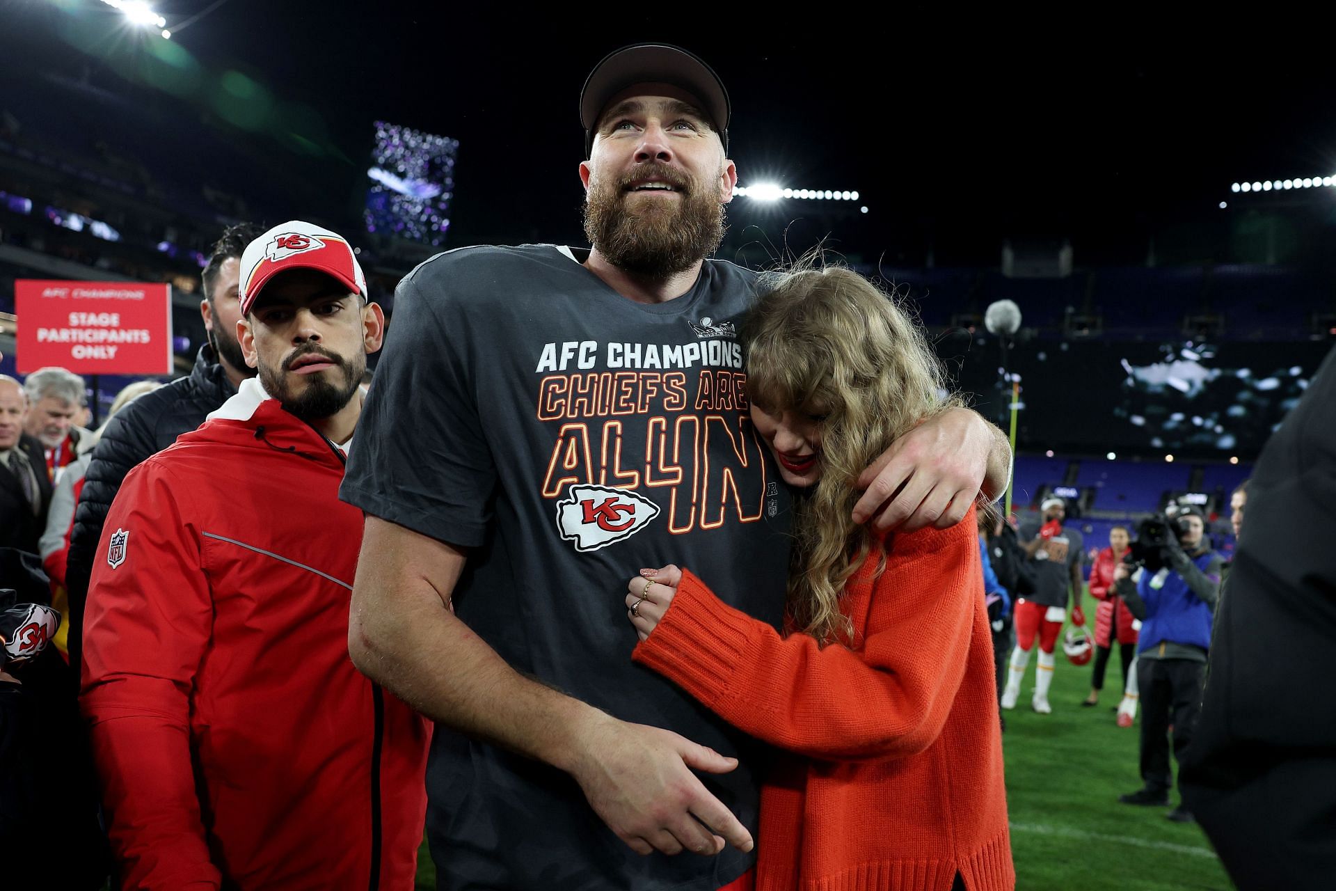 Taylor Swift and Travis Kelce after the game