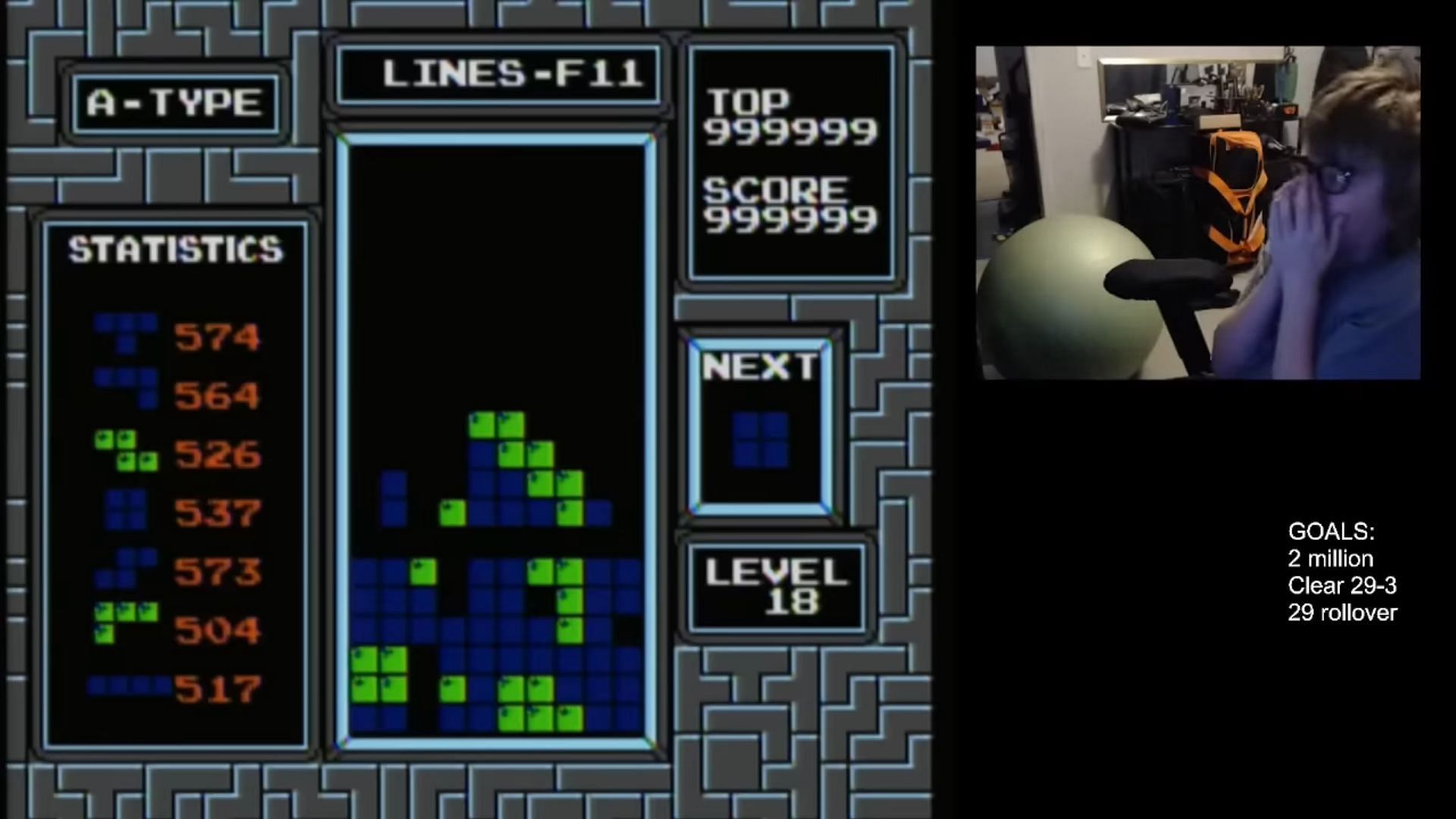 Blue Scuti beats Tetris with a kill screen at line 1,511 (Image via Blue Scuti/YouTube)