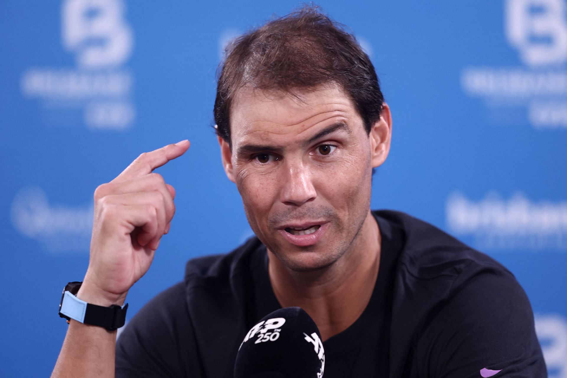 Rafael Nadal speaks to the media at the 2024 Brisbane International - Getty Images