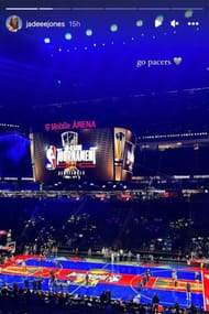 Jade Jones supporting the Indiana Pacers at the NBA In-Season Tournament.