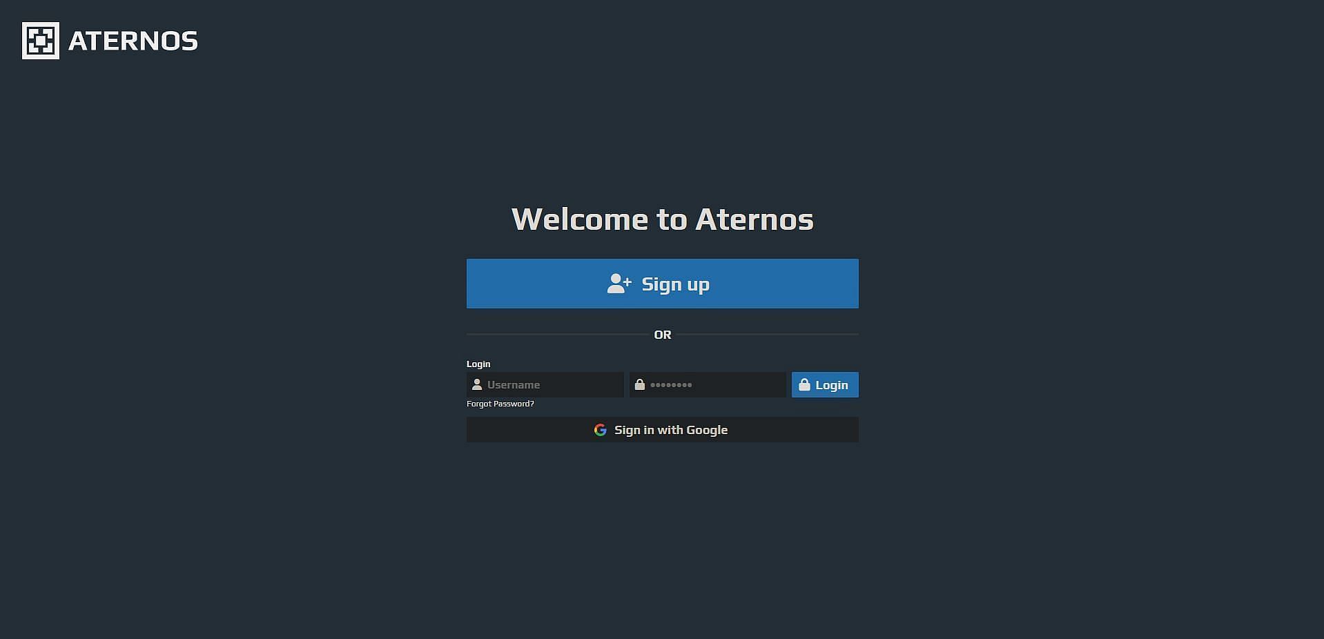 The Aternos webpage (Image via Aternos.org)