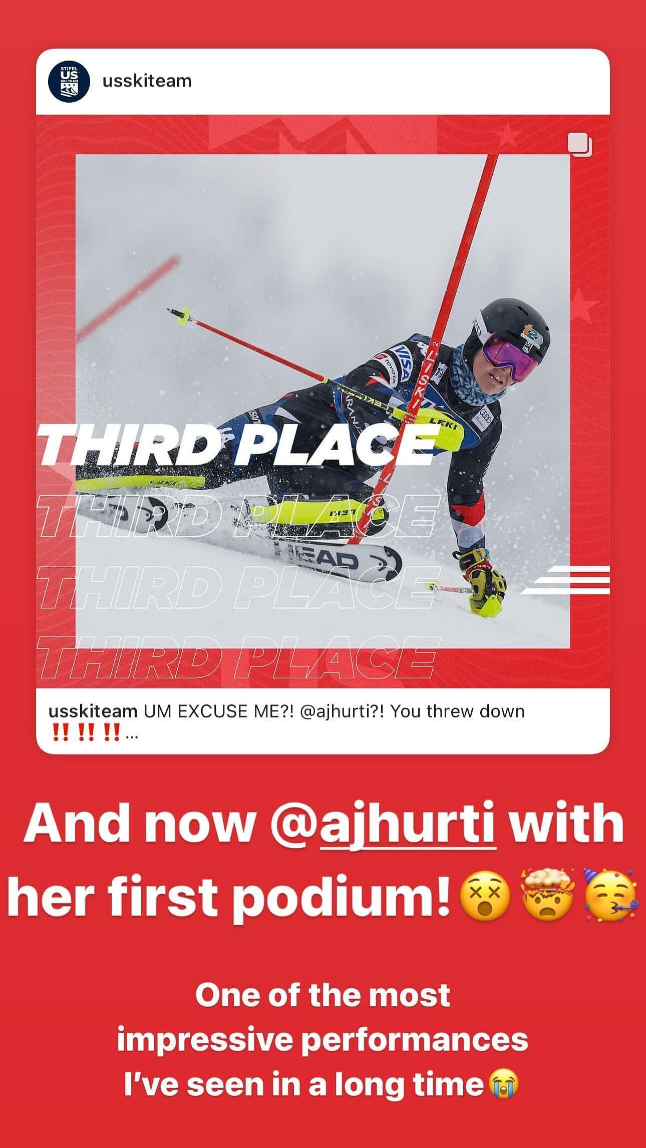 Mikaela Shiffrin&#039;s Instagram story