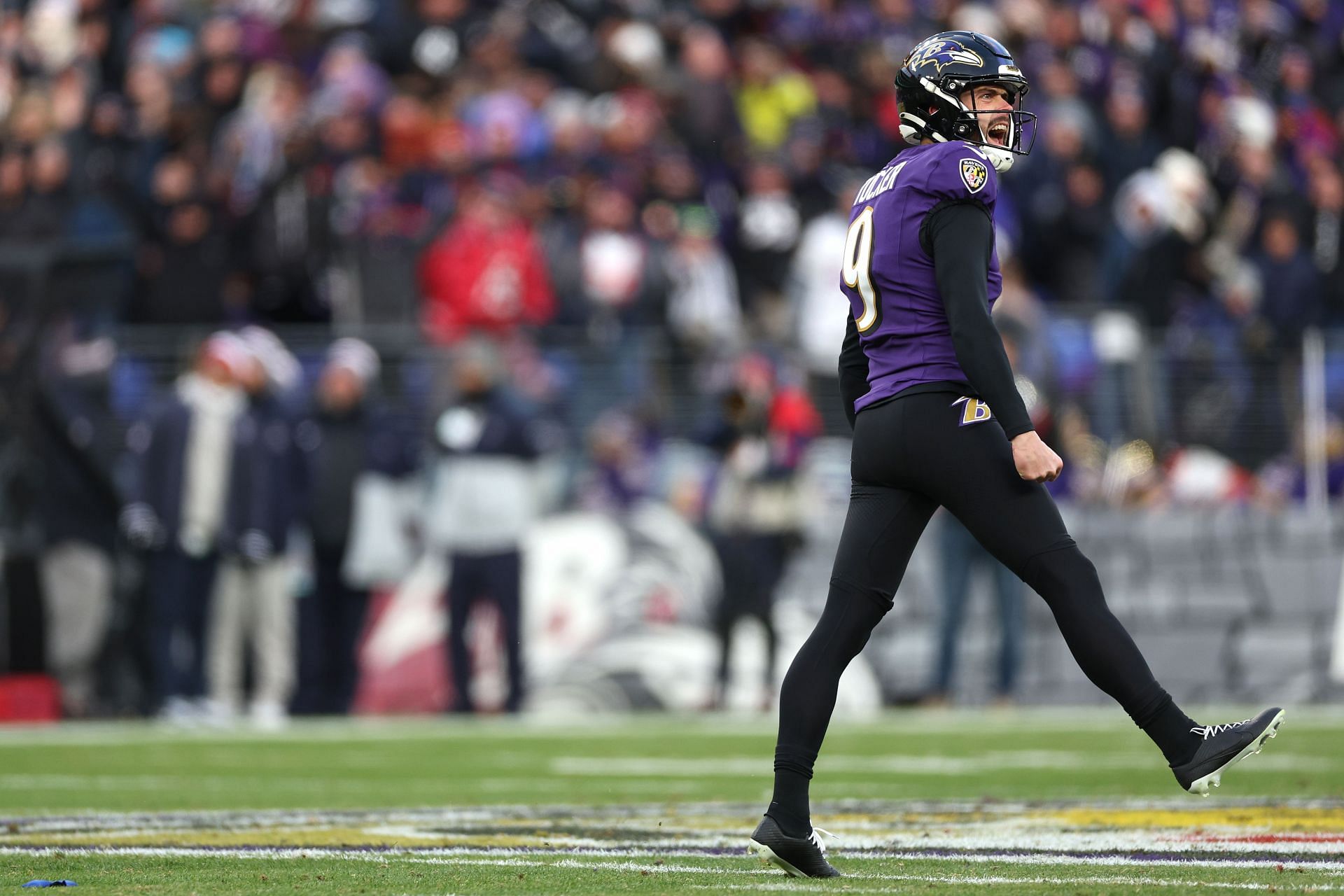 Justin tucker during AFC Divisional Playoffs - Houston Texans v Baltimore Ravens