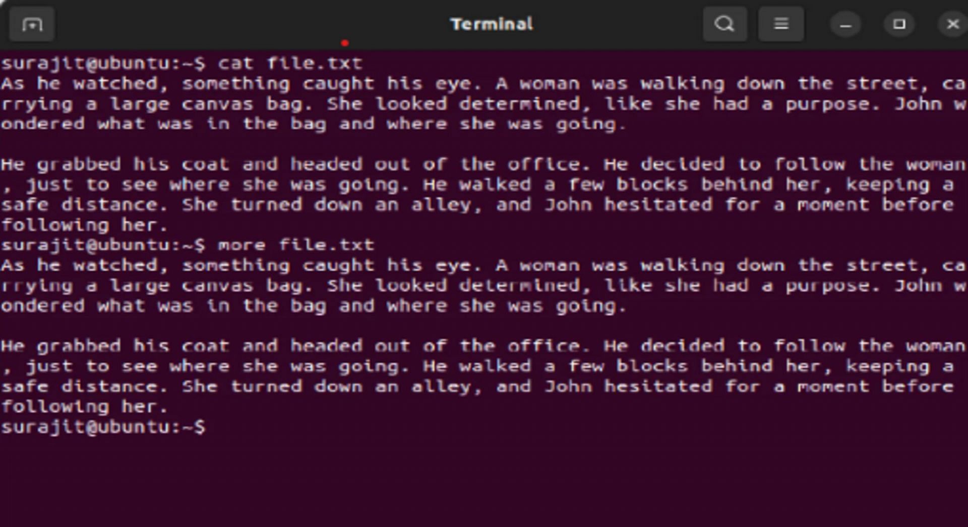 cat command (Image via Ubuntu)