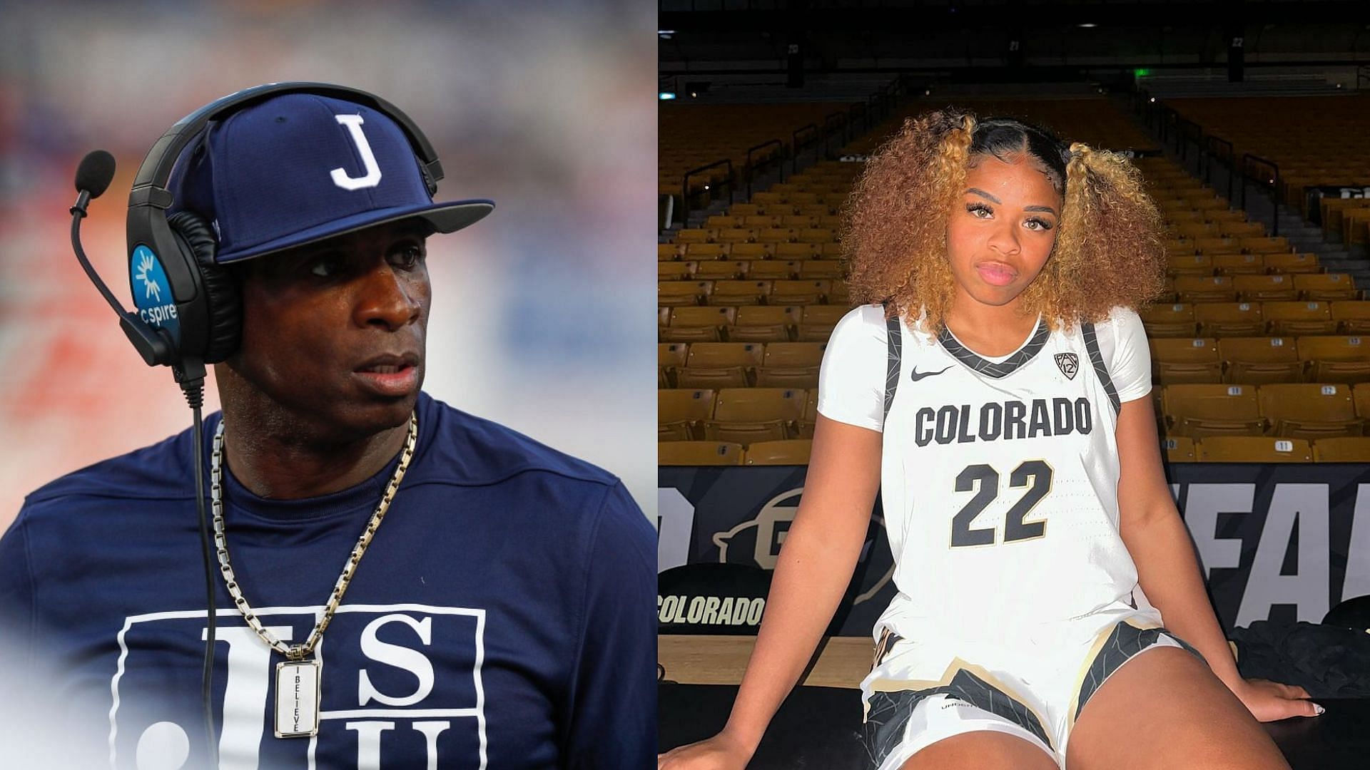 Colorado coach Deion Sanders and his daughter, Shelomi Sanders